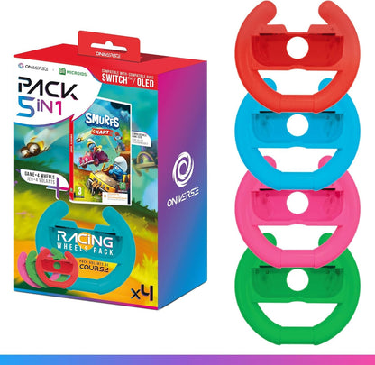 Schtroumpf Kart Spel (Downloadcode) + Set van 4 Stuurwielen voor Joy-Con Nintendo Switch en Nintendo Switch OLED