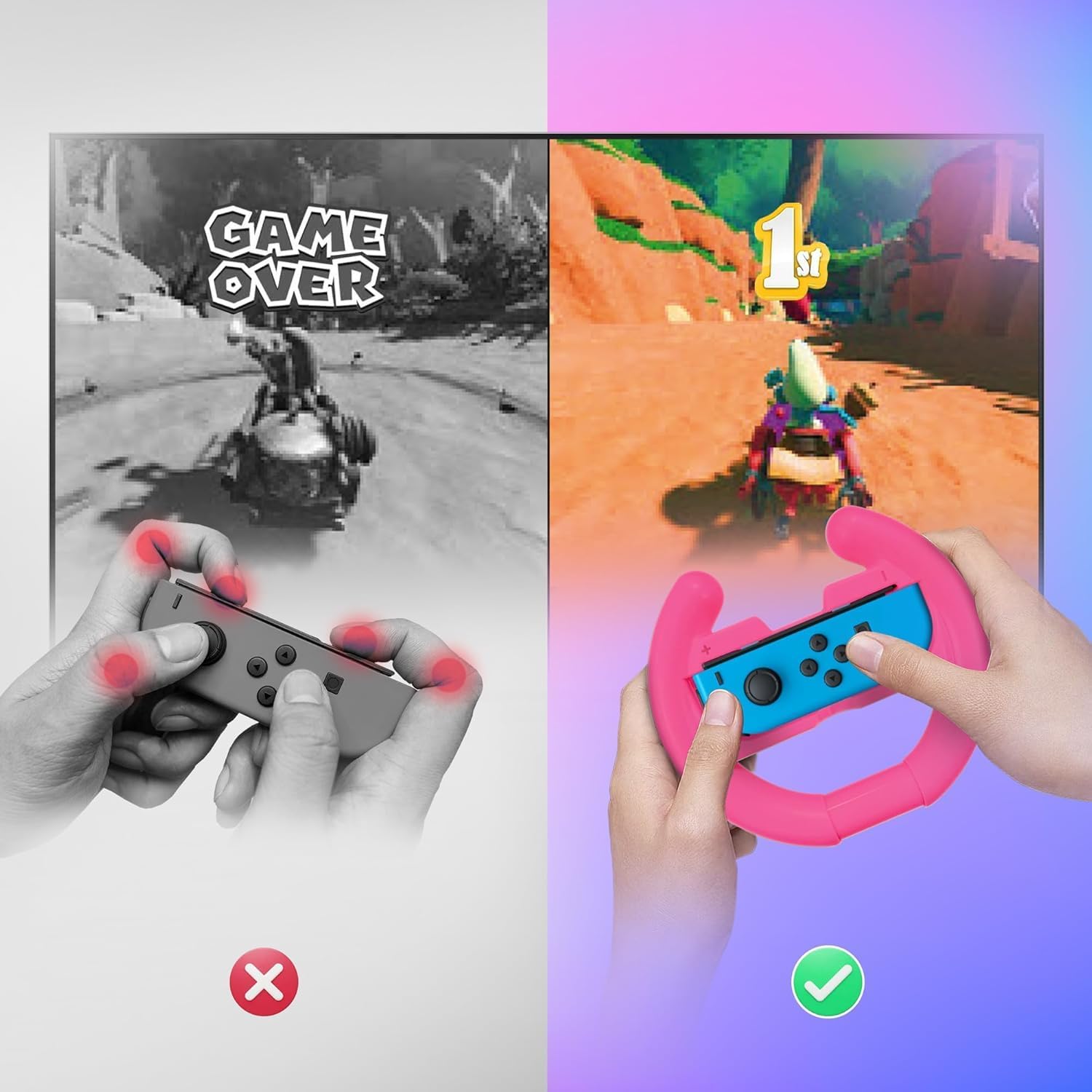 Schtroumpf Kart Spel (Downloadcode) + Set van 4 Stuurwielen voor Joy-Con Nintendo Switch en Nintendo Switch OLED