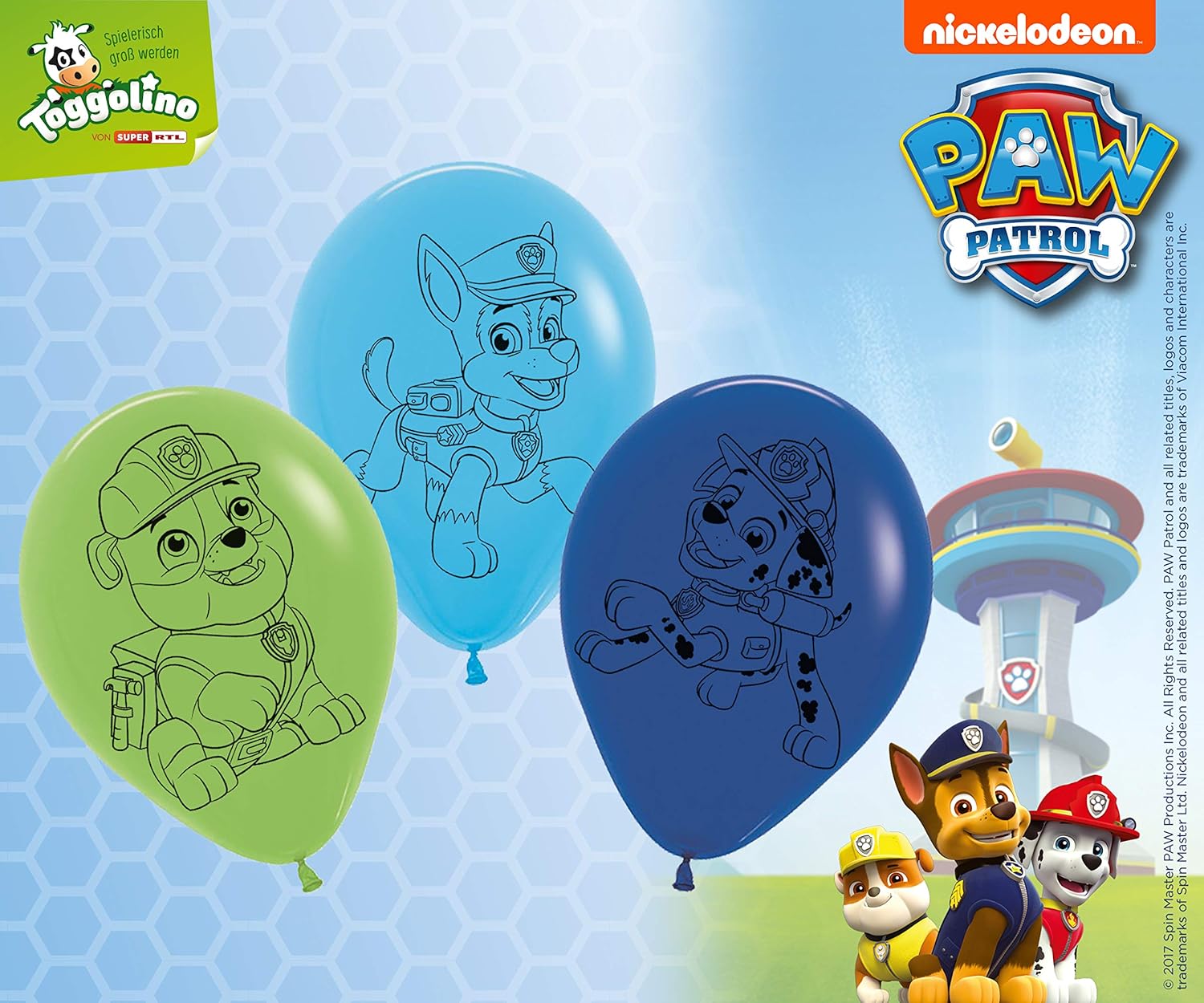 TIB Heyne Paw Patrol, 19710, partykoffer, 51-delig, feestservies en decoratie, kinderverjaardag
