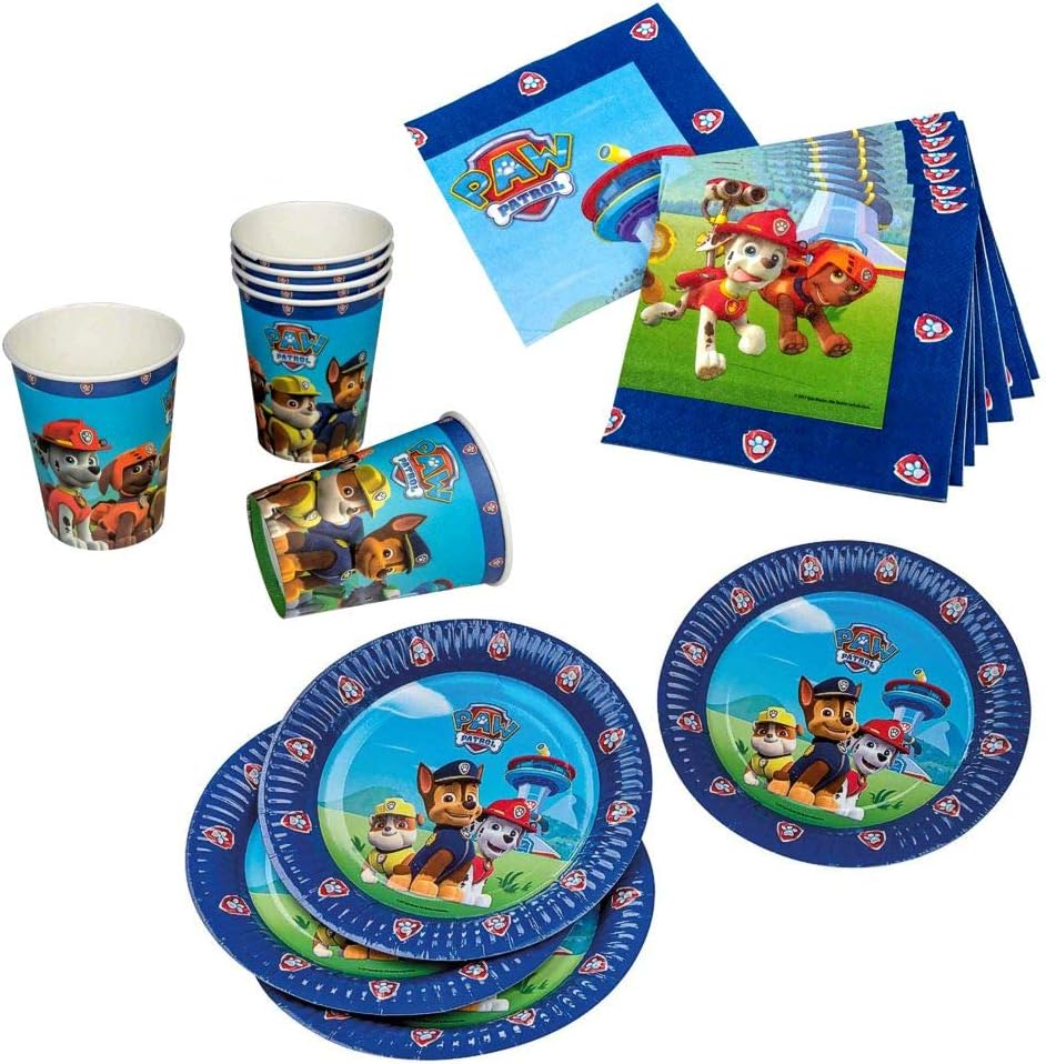TIB Heyne Paw Patrol, 19710, partykoffer, 51-delig, feestservies en decoratie, kinderverjaardag