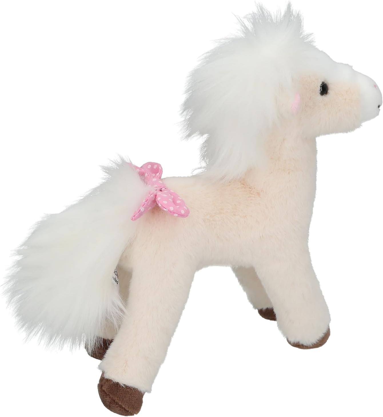 Depesche 13481 Miss Melody - knuffelpaard in crème-wit, met knuffelmanen, ca. 18 cm hoog knuffelpaard met roze strik
