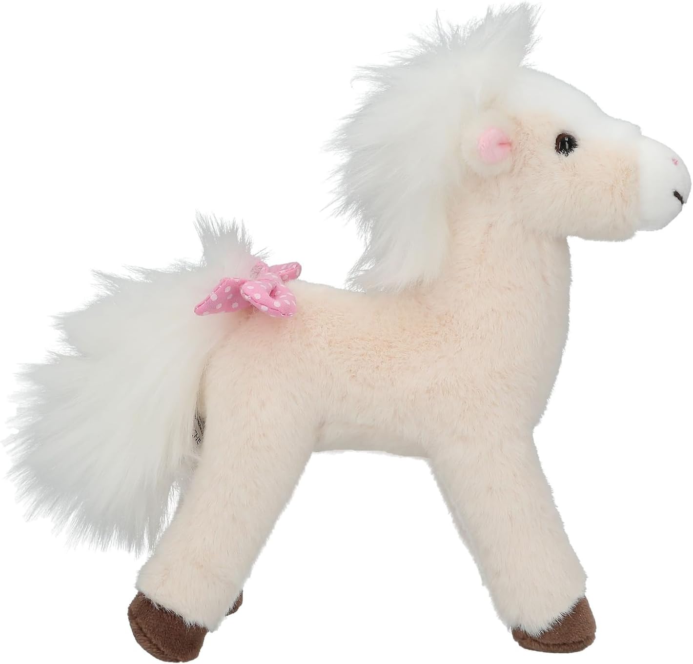 Depesche 13481 Miss Melody - knuffelpaard in crème-wit, met knuffelmanen, ca. 18 cm hoog knuffelpaard met roze strik