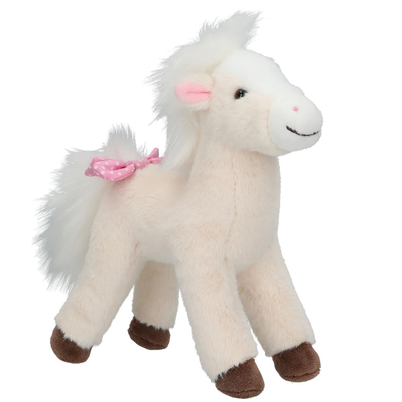 Depesche 13481 Miss Melody - knuffelpaard in crème-wit, met knuffelmanen, ca. 18 cm hoog knuffelpaard met roze strik