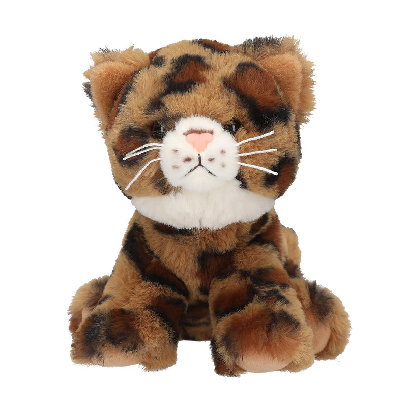 Depesche 13517 TOPModel - Knuffel kat met leo patroon, ca. 16 cm hoog knuffel met bruine ogen en roze neus