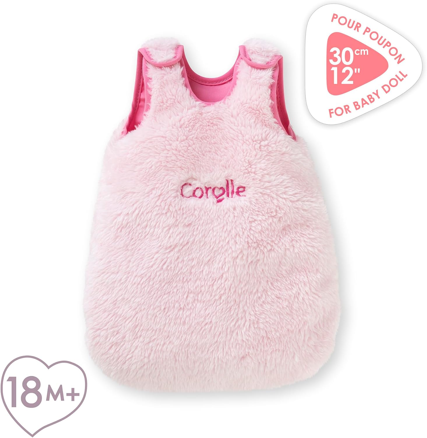 Corolle - 9000111150 Pink Plush Sleeping Bag for 30 cm Dolls from 18 Months