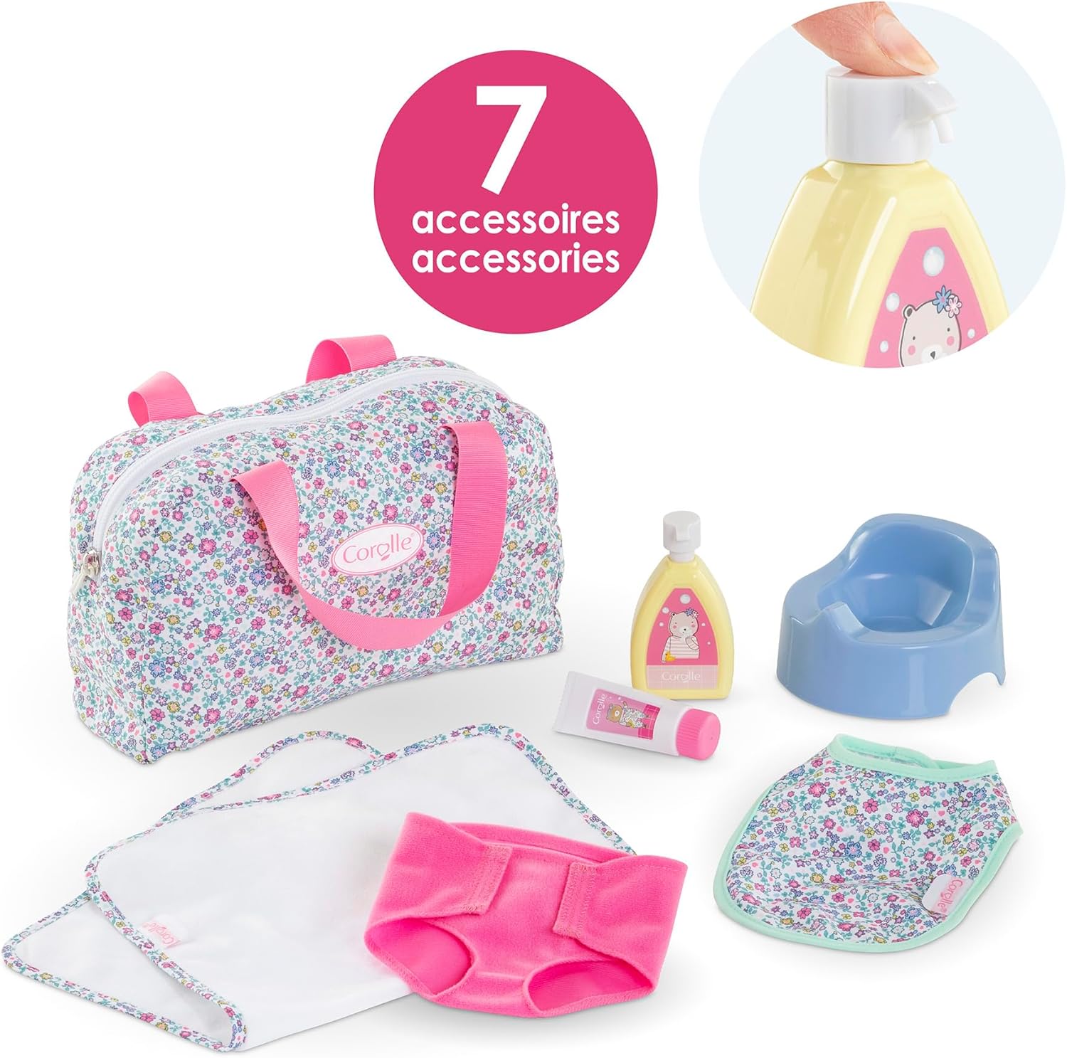 Corolle - Set van accessoires voor het aankleden van bloemen, 7 accessoires, voor poppen 36 cm, vanaf 2 jaar, 9000141810