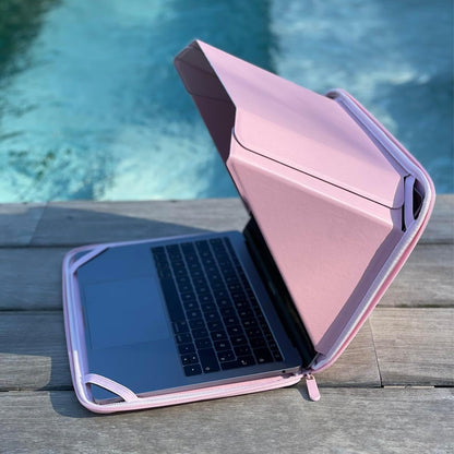 Philbert Danish Design 15"-16" MacBook-laptophoes met ingebouwde capuchon | 4-in-1: schermschaduw, privacy, hittebescherming, contrastverbetering | Gemaakt van hennep en veganistisch leer