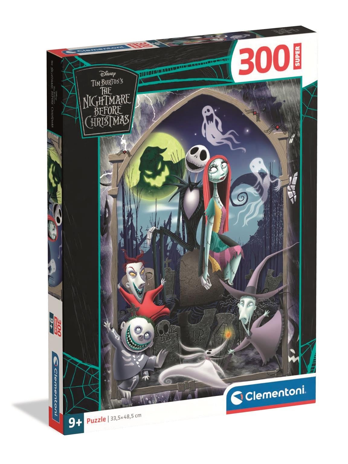 Clementoni - Puzzle für Kinder, 300 Teile Supercolor, für Kinder 9+ Jahre, Abbildung mit Figuren aus dem Cartoon Disney Nightmare Before Christmas, Geschenkidee Made in Italy, 33,5 x 48,5 cm, 21743