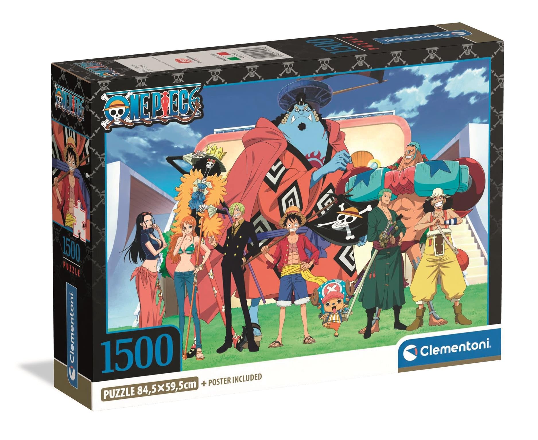 Clementoni - Puzzle 1500 Teile für Erwachsene und Jungen, One Piece Illustration mit Poster inklusive, aus der Serie Anime und Manga, Compact Box, Geschenkidee für Damen und Herren, Made in Italy,