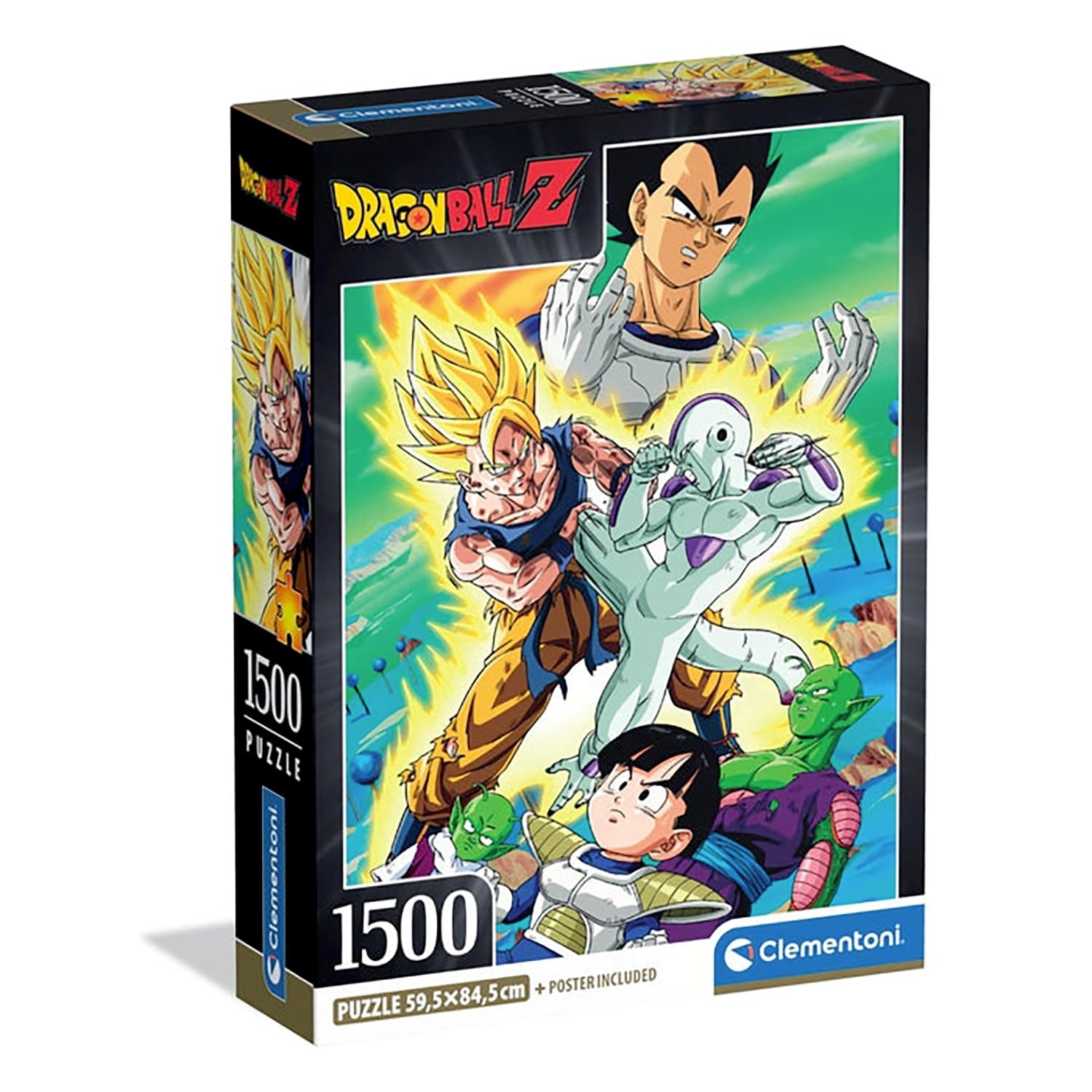 Clementoni - Puzzel met 1500 stukjes voor volwassenen en jongens, illustratie Dragon Ball met poster, uit de anime-serie, compacte doos, cadeau-idee voor dames en heren, Made in Italy, 59,5 x 84,5 cm