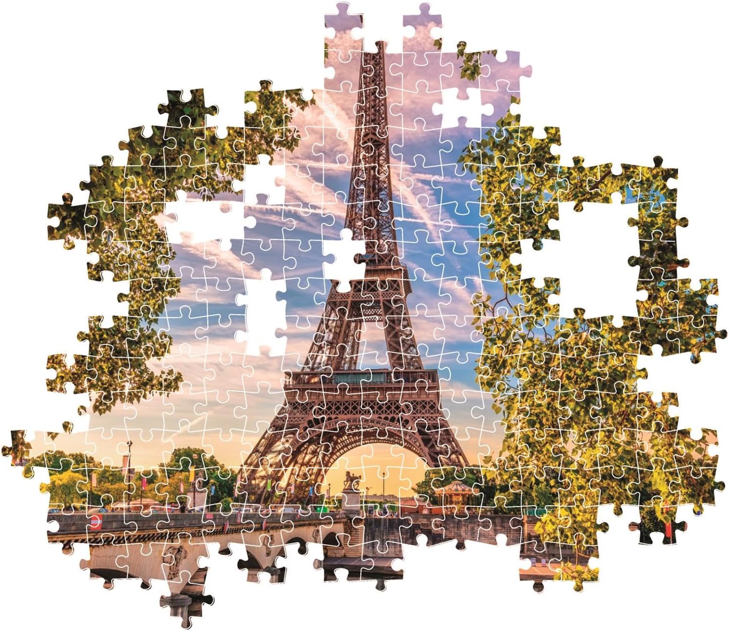 Clementoni - Puzzle 500 Teile für Erwachsene und Jugendliche, Kollektion, Thema Along The Seine, Illustration Senna und Eiffelturm, Compact Box mit Poster, Made in Italy, 49 x 36 cm, 35598