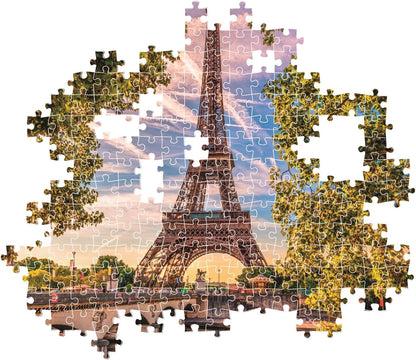 Clementoni - Puzzle 500 Teile für Erwachsene und Jugendliche, Kollektion, Thema Along The Seine, Illustration Senna und Eiffelturm, Compact Box mit Poster, Made in Italy, 49 x 36 cm, 35598