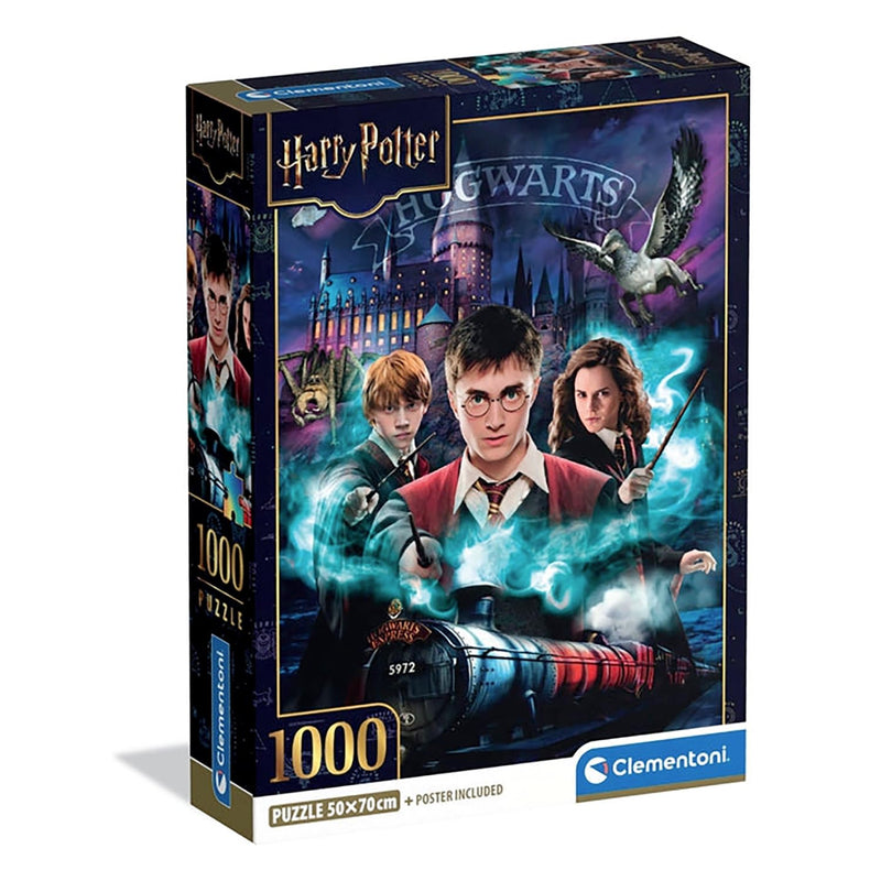 Clementoni - Puzzle 1000 Teile für Erwachsene und Jungen, Thema Harry Potter, mit Poster inklusive, Compact Box, Geschenkidee für Damen und Herren, Made in Italy, 50 x 70 cm, 37047