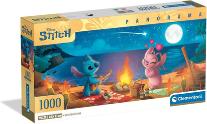 Clementoni - Puzzle Panorama Hqc Disney Stitch, 1000 Pcs (I-37061)