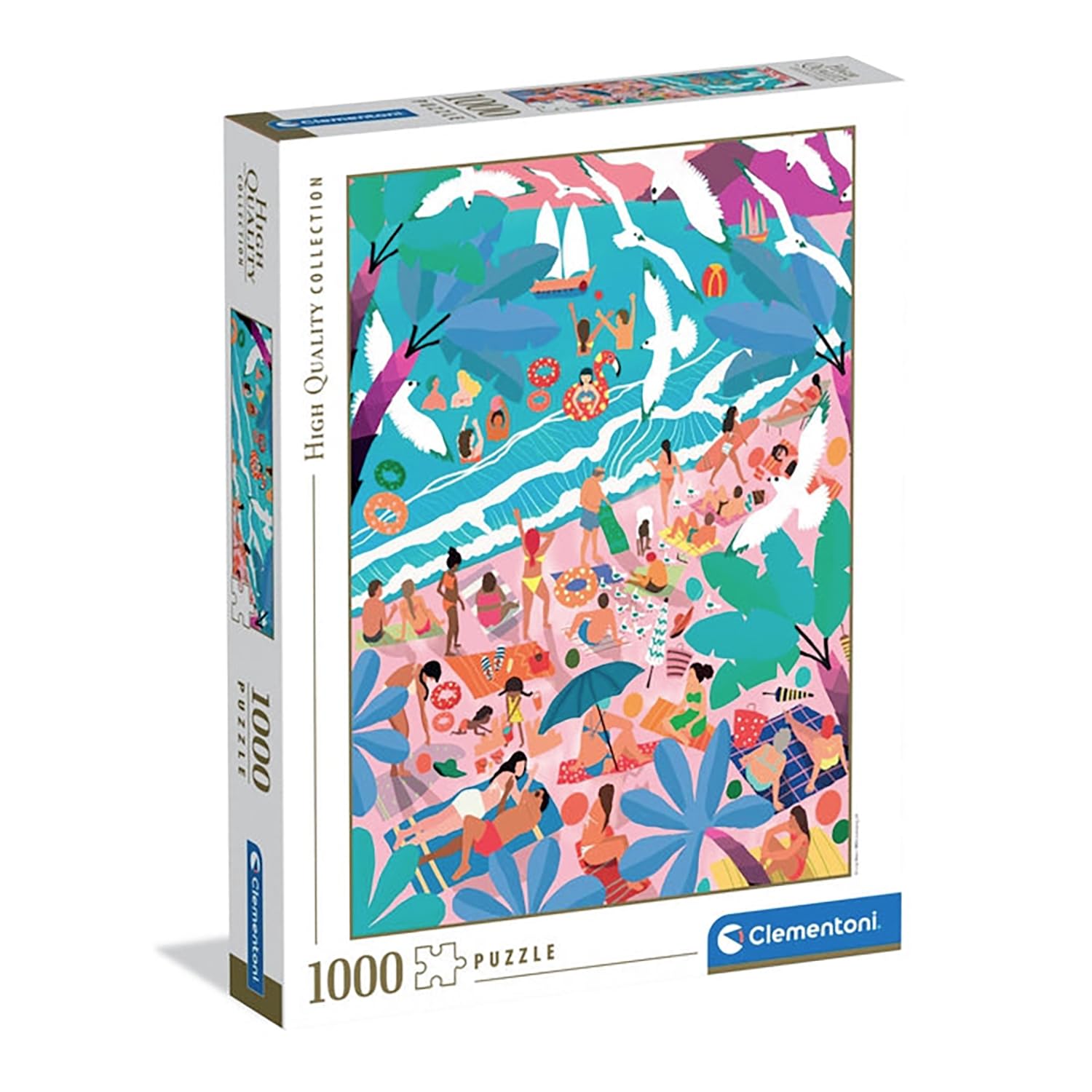 Clementoni - Puzzle 1000 Teile für Erwachsene und Jungen, Kollektion, Thema Sunday at The Beach, Geschenkidee für Herren und Damen, hergestellt in Italien, 70 x 50 cm, 39891