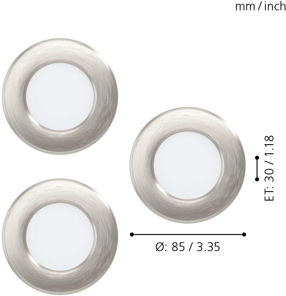 Eglo Fueva 5 Recessed Led Light Set – 86Mm – Satin Nickel