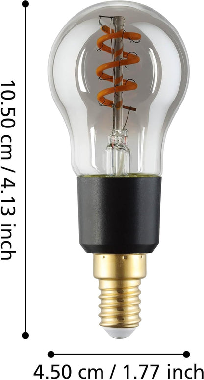 Eglo E14 P45 Spiral Smart Bulb – Smoke Glass, Warm White, Zigbee & Bluetooth