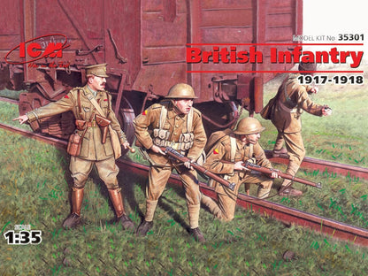 ICM ICM35301 1:35-British Infantry (1917-1918) 4 Figs, 14 x 14 x 52 millimetres