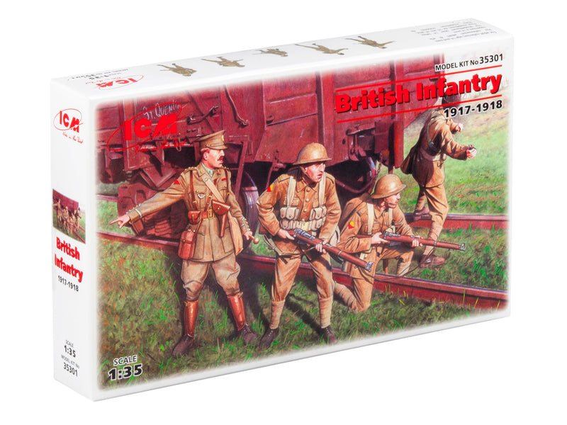 ICM ICM35301 1:35-British Infantry (1917-1918) 4 Figs, 14 x 14 x 52 millimetres