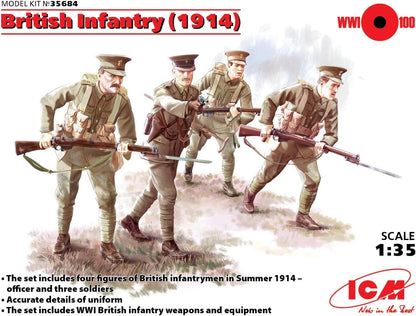 ICM ICM35684 1:35-British Infantry (1914) 4 Figs, 5.1 x 3.2 x 5.1 centimetres