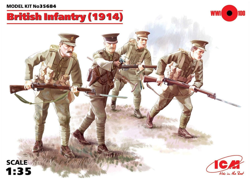 ICM ICM35684 1:35-British Infantry (1914) 4 Figs, 5.1 x 3.2 x 5.1 centimetres