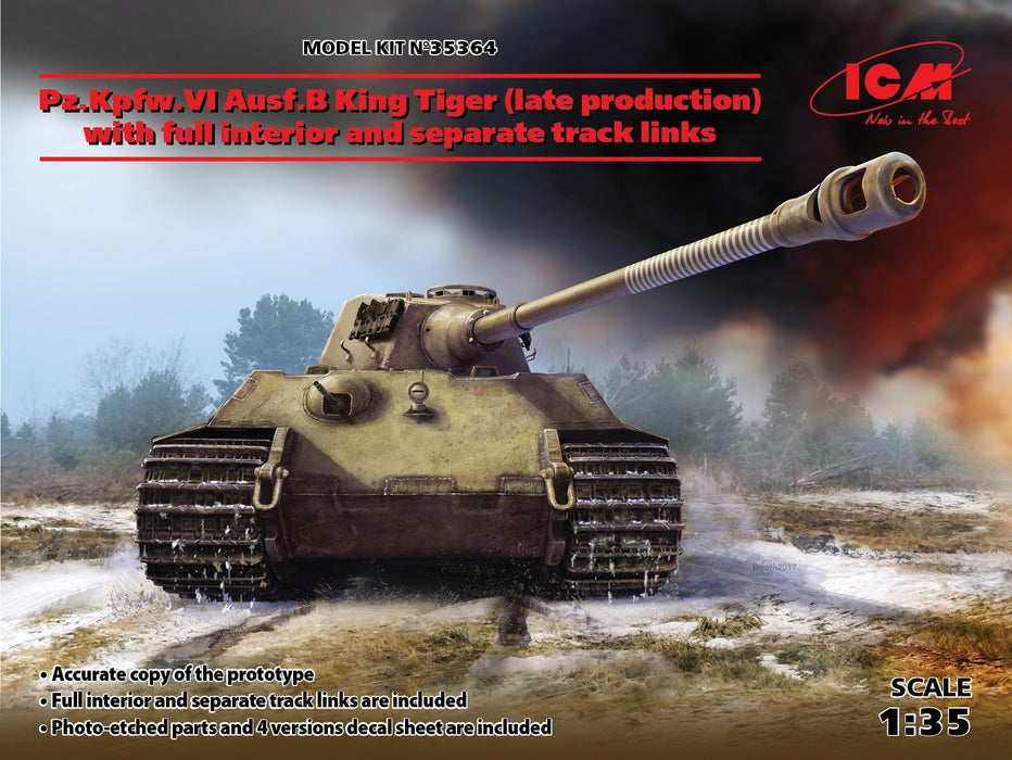 ICM 1/35 Pz.Kpfw.VI Ausf.B King Tiger (late production) w/ full interior # 35364