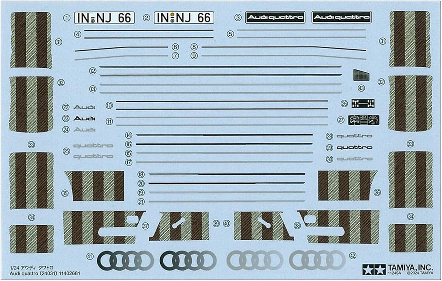 TAMIYA 24031 1:24 Audi Quattro, kit di costruzione in plastica, hobby, artigianato, incollaggio, modellismo, modellismo in plastica