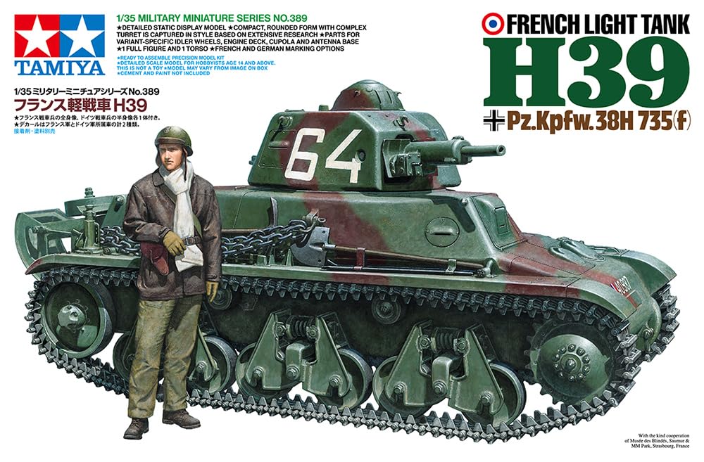 TAMIYA 35389 1:35 French Lt. Panzer H39 (1) Model Building, Plastic Kit, Hobby, Crafts, Tank Kit, Military Kit, Tank 1:35, Stand Model Building, Moulded Colour