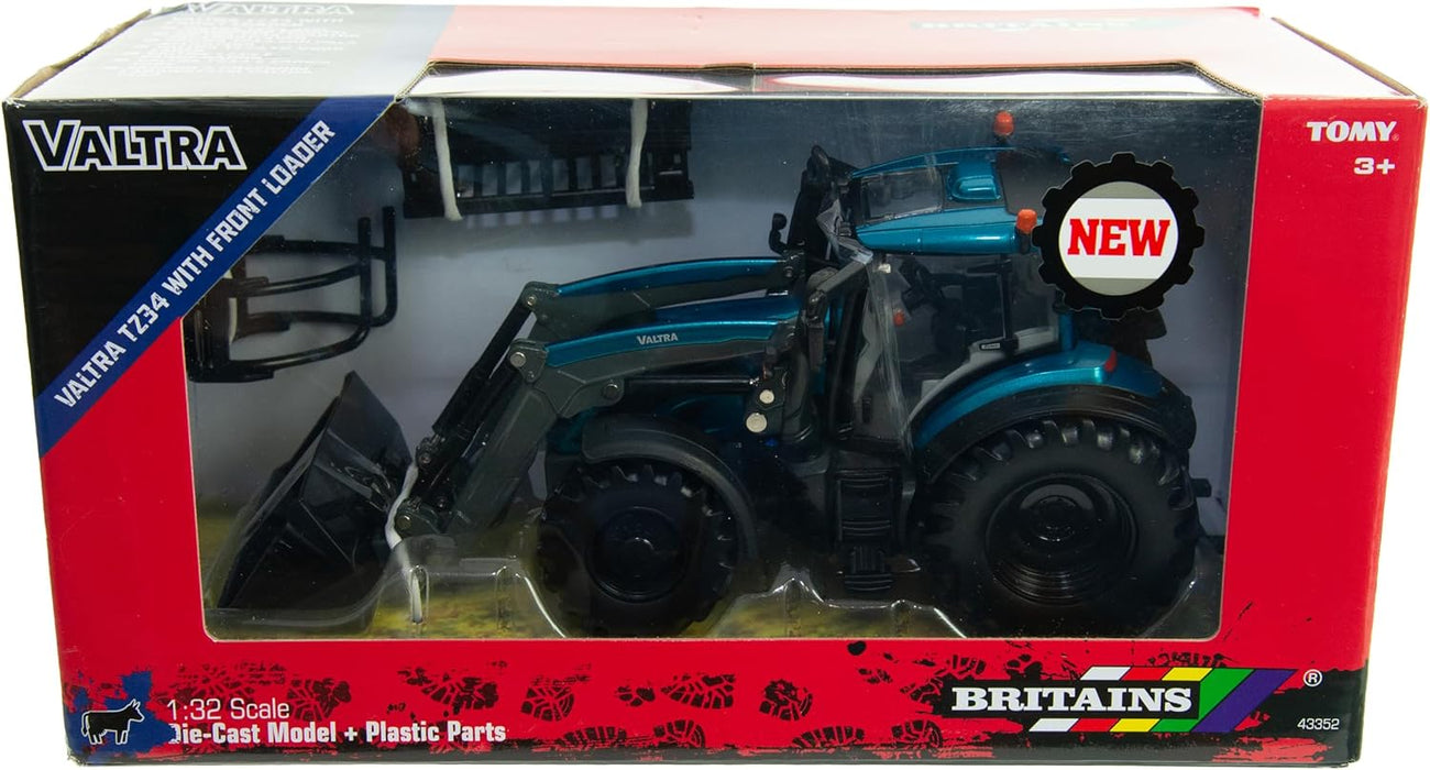 Britains Valtra T234 with Front Loader - Diecast Toy Tractor Farm Toys 1 32 Scale - Metal and Plastic Tractor Toys - Collectible Model Tractors for Plus 3 Year Olds