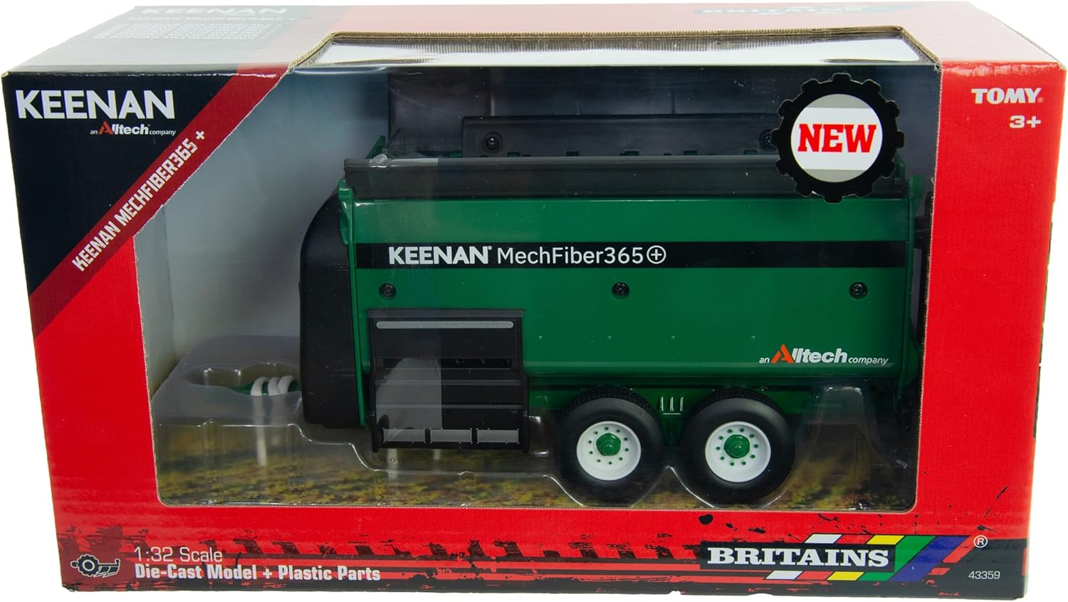 Britains KEENAN MechFiber365+ Diet Feeder Wagon | 1:32 Scale Diecast Metal and Plastic Tractor Toy | Child's Farm Toys for Indoors and Outdoors | Tractor Toys for 3+ Year Old Boys and Girls
