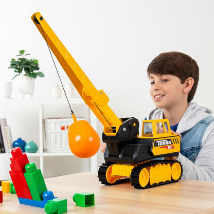 Basic Fun Tonka Steel Wrecking Ball, Durable Real Steel Construction, Yellow Demolition Toy with Realistic Action, Ages 3+ for Boys and Girls, Ideal for Kids, Toddlers