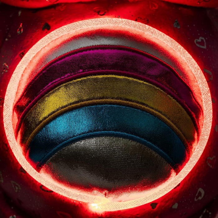 Basic Fun Care Bears Cheer Bear Collector Edition: 35cm Care Bears Plush Toy with Light-Up Shiny Belly Badge, Heart-Patterned Fur, Perfect for Collectors & Snuggles