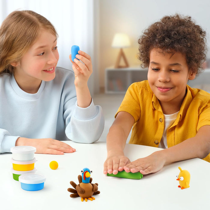 Hey Clay Farm Birds: Duck, Goose, Hen Set - Colourful Modeling Kids - Air Dry Clay Kit 6 cans with Fun Interactive Instructions App