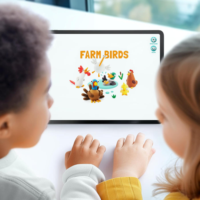 Hey Clay Farm Birds: Duck, Goose, Hen Set - Colourful Modeling Kids - Air Dry Clay Kit 6 cans with Fun Interactive Instructions App
