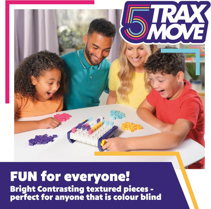 TOMY 5 Trax Move | Five-in-a-row Game of Strategy, Memory, and Luck |2 to 4 Player Family Board Games for Adults and Kids Ages 6+ Years