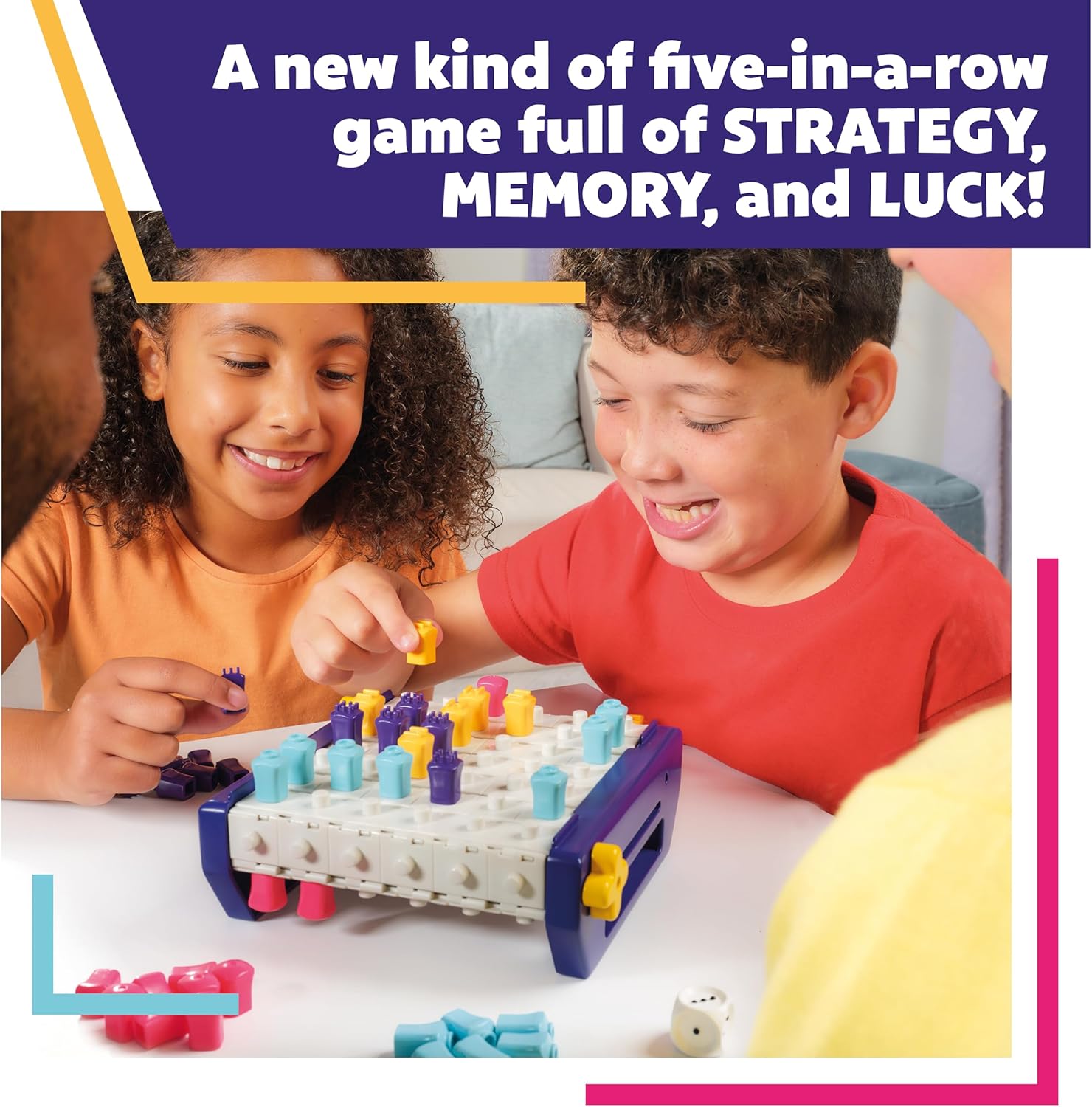 TOMY 5 Trax Move | Five-in-a-row Game of Strategy, Memory, and Luck |2 to 4 Player Family Board Games for Adults and Kids Ages 6+ Years