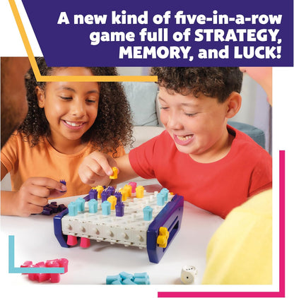 TOMY 5 Trax Move | Five-in-a-row Game of Strategy, Memory, and Luck |2 to 4 Player Family Board Games for Adults and Kids Ages 6+ Years