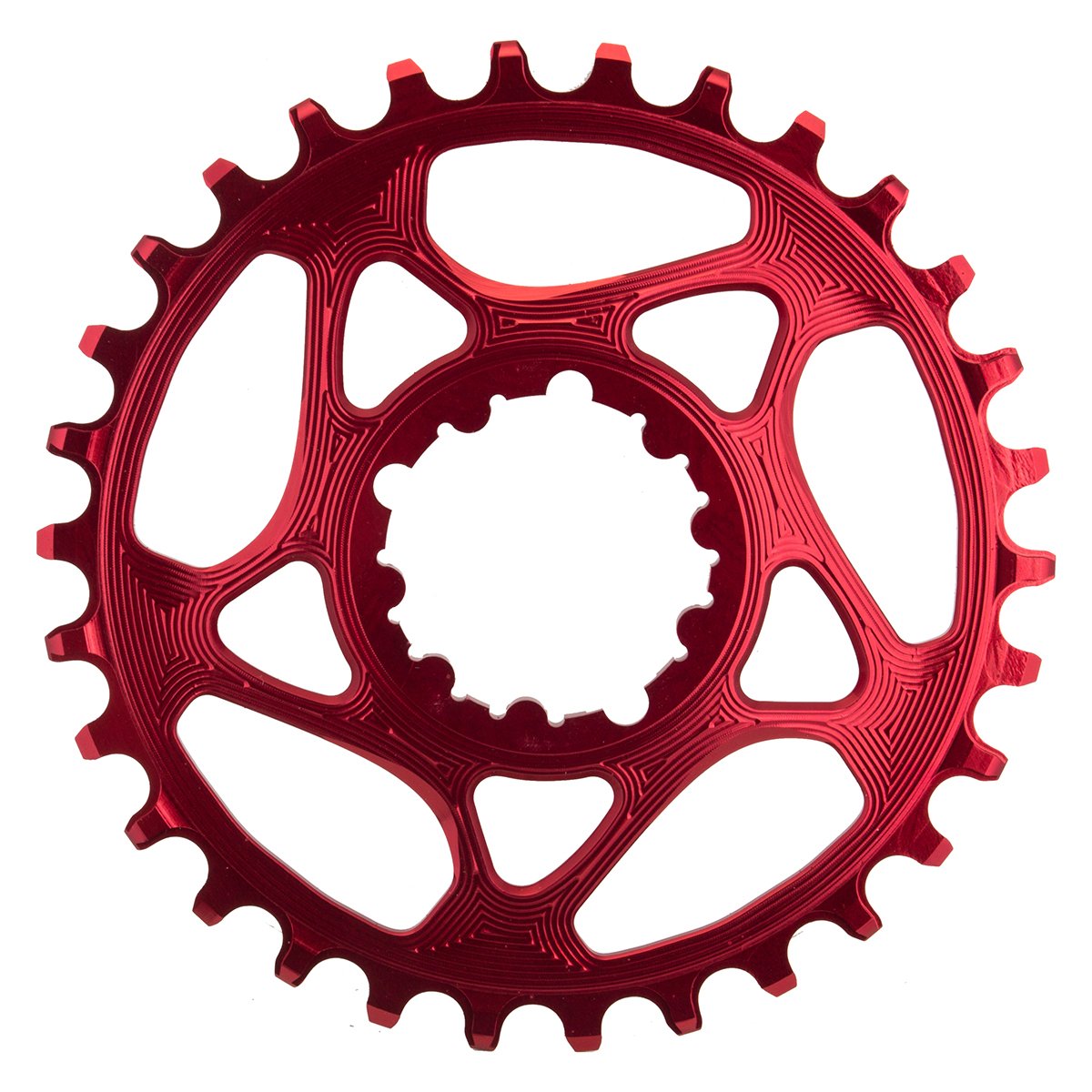 ABSOLUTE BLACK Chainring Direct Mount Singlespeed 30TRed, Aluminium 7075, Round, 1x10/11/12