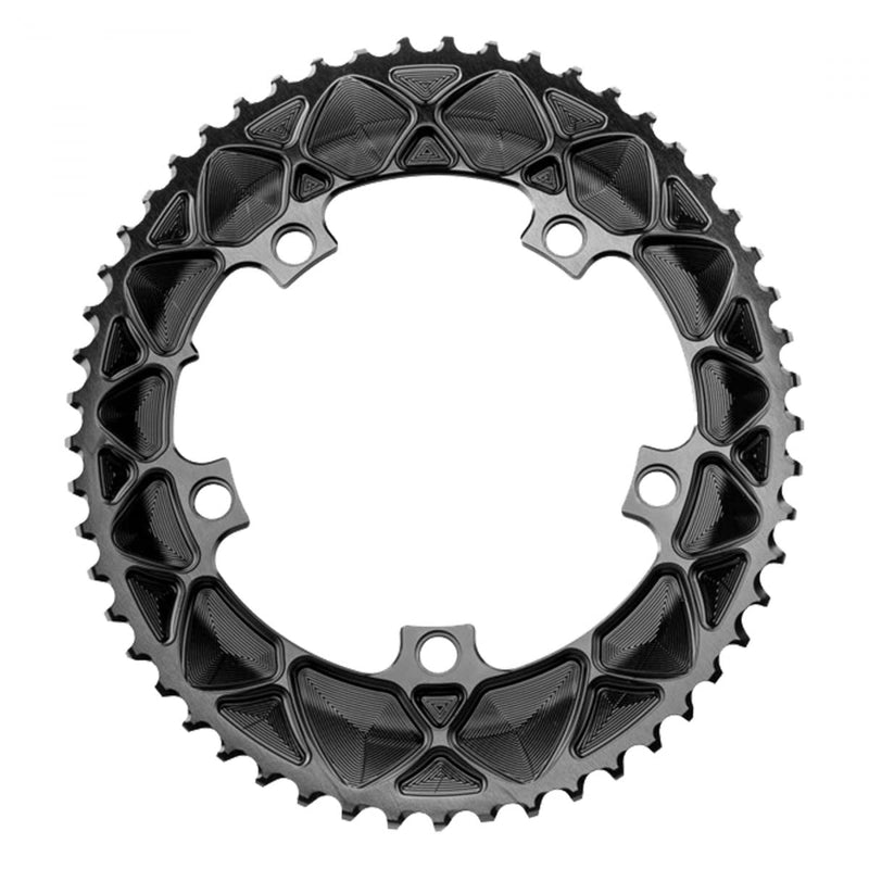 ABSOLUTEBLACK Chainring Ø130mm Outer (double) 53T 5 holesBlack, Aluminium 7075, Oval, 2x10/11