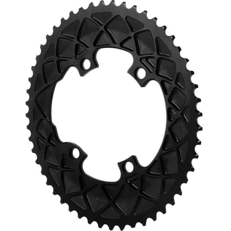 AbsoluteBLACK, OVAL 110BCD 4 holes, 2X, asymmetric Shimano 9100/8000, BLACK, 38T, OVAL