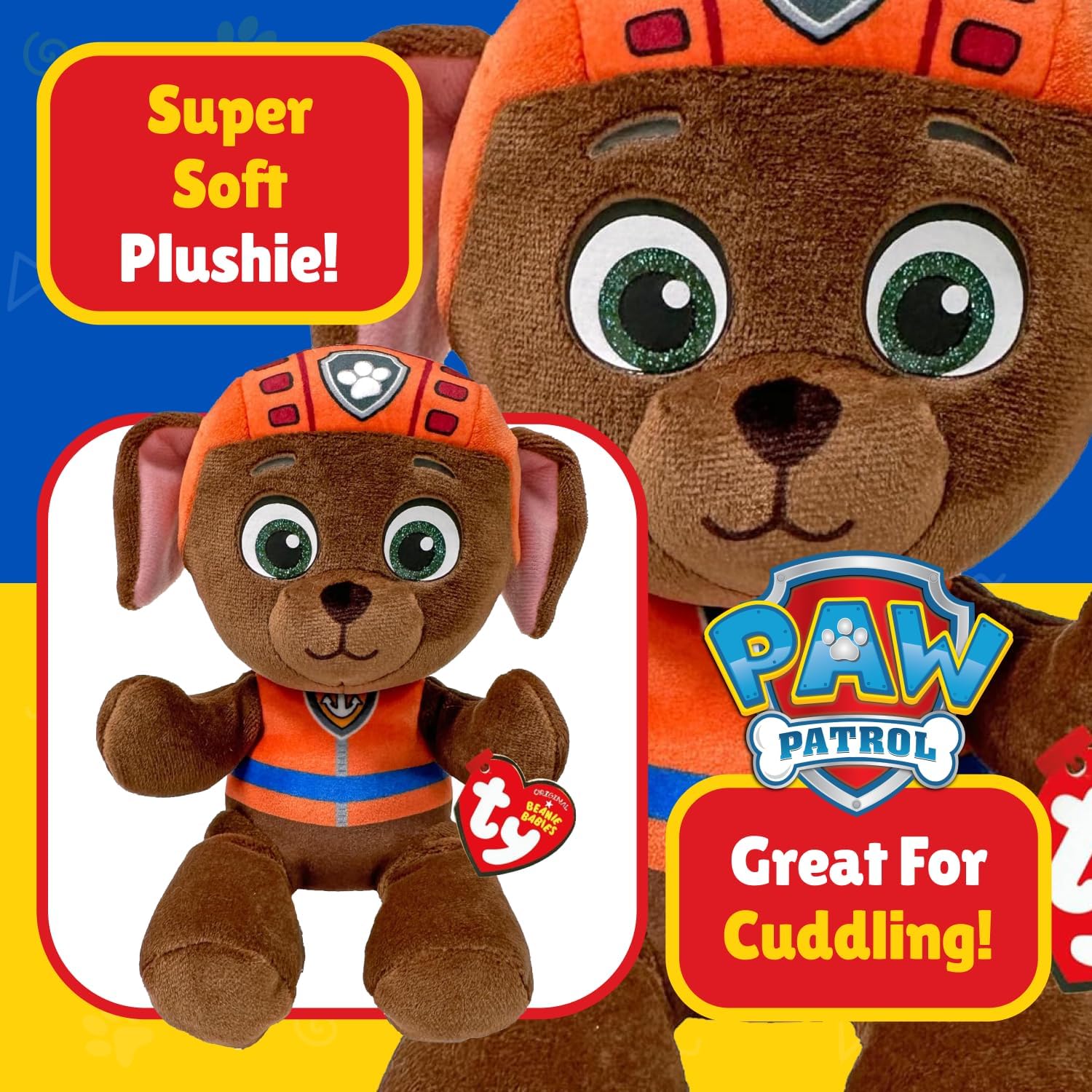 TY Zuma Paw Patrol Soft Plush Toy for Kids, Cuddly Teddy Collectible Stuffed Toy, Beanie Babies Range, Regular