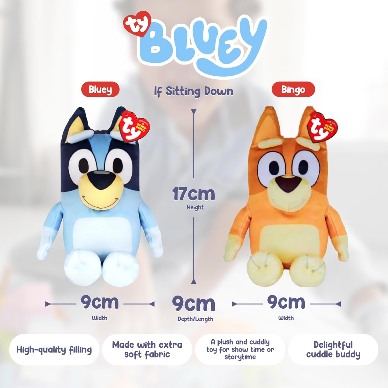 TY Bluey Bingo Soft Plush Toy for Kids, Teddy Bear Collectible Plushie, Stuffed Cuddly Toy for Baby, Official Beanie Babies Range, Soft Toys for Kids