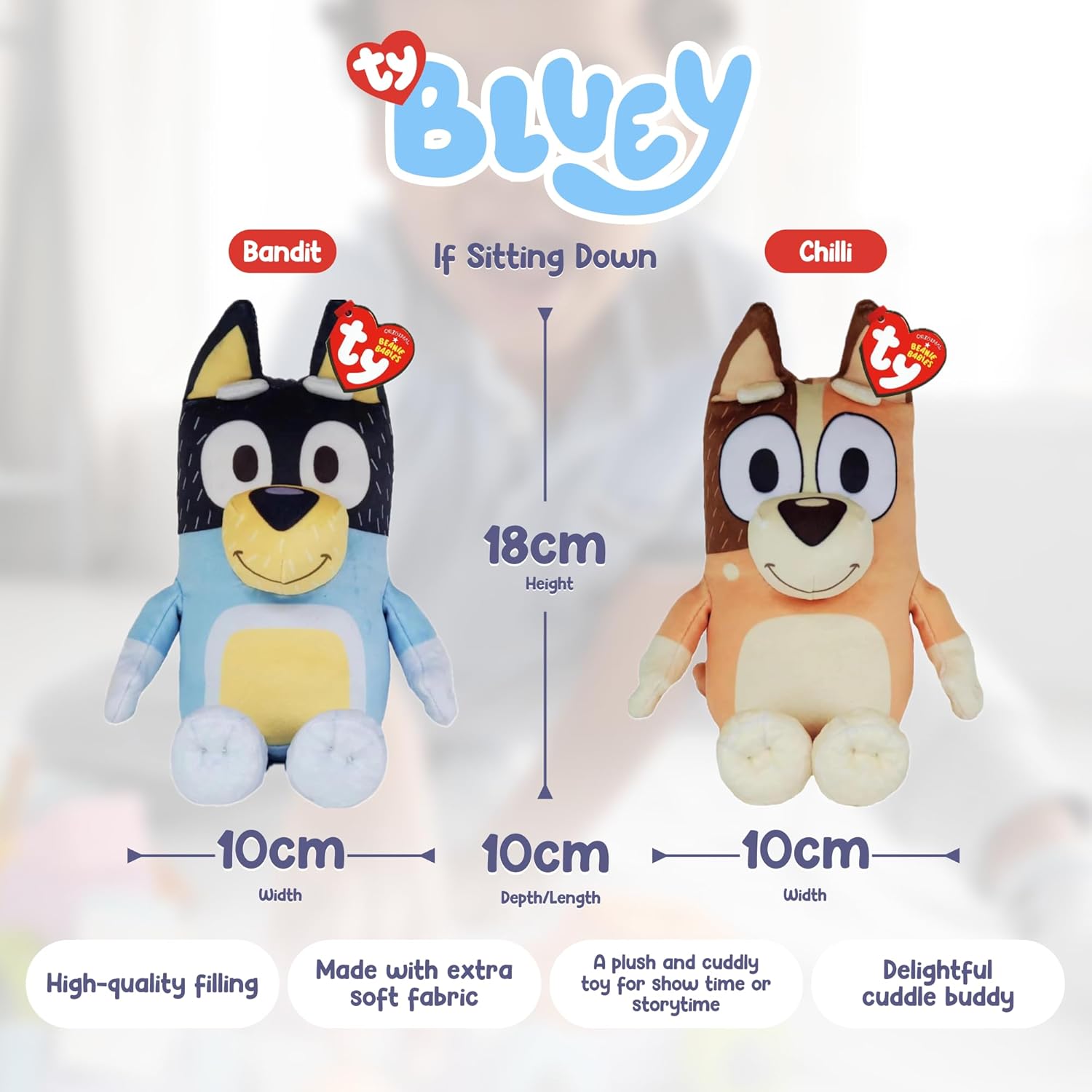 TY Bluey Chilli Soft Plush Toy for Kids, Teddy Bear Collectible Plushie, Stuffed Cuddly Toy for Baby, Official Beanie Babies Range, Soft Toys for Kids