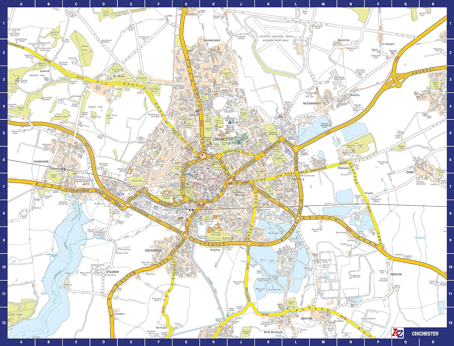 A to Z Map of Chichester Jigsaw Puzzle For Adults - 1000 Piece Map Puzzle Gift