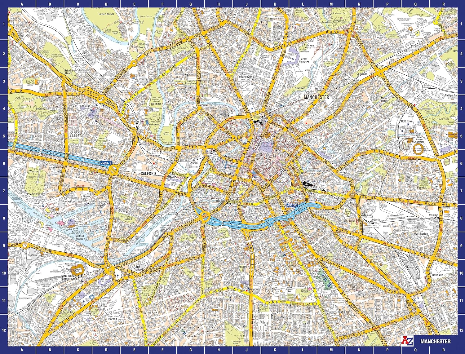 A to Z Map of Manchester Jigsaw Puzzle For Adults - 1000 Piece Jigsaw Puzzle Gift - Map jigsaw Puzzles, Map Gift
