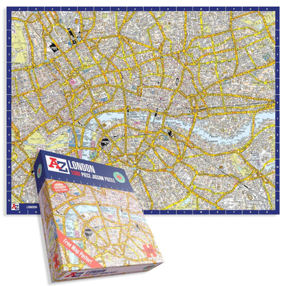 A to Z Map of London Jigsaw Puzzle For Adults - 1000 Piece Jigsaw Puzzle Gift - Map jigsaw Puzzles, Map Gift