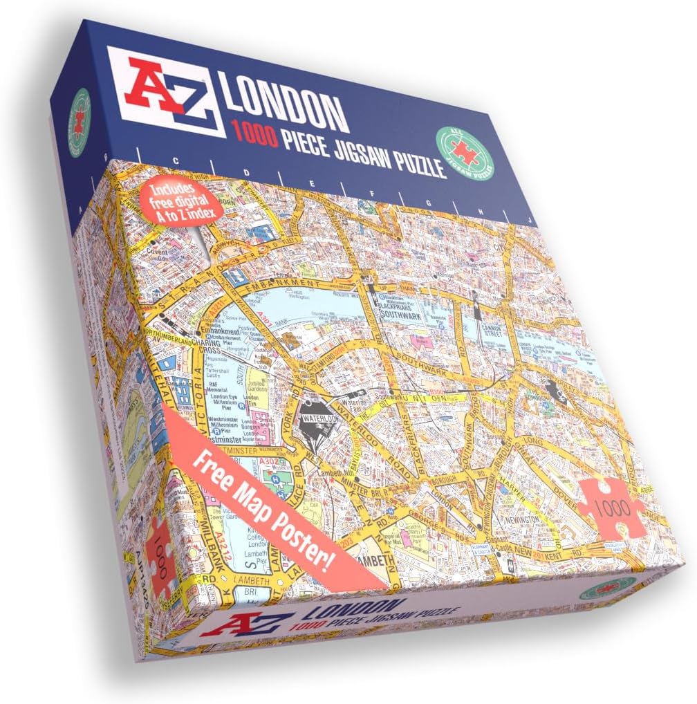 A to Z Map of London Jigsaw Puzzle For Adults - 1000 Piece Jigsaw Puzzle Gift - Map jigsaw Puzzles, Map Gift