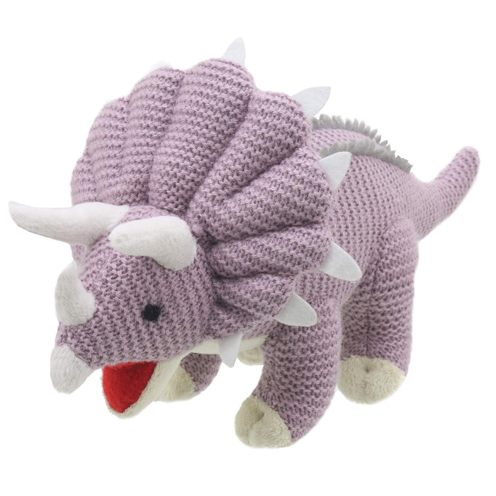 Wilberry - Knitted - Small Lilac Triceratops Dinosaur Soft Toy - WB004309, Pink