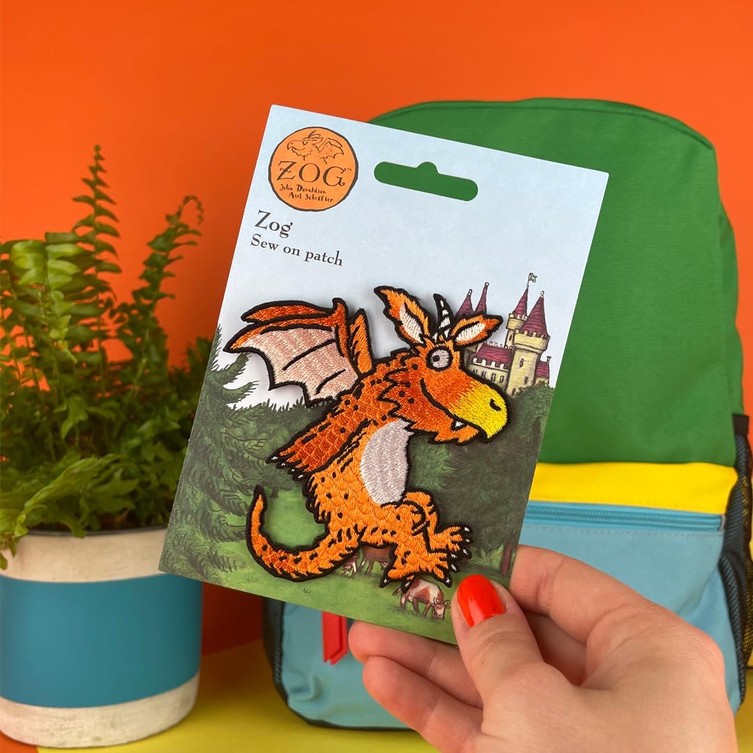 Pawprint Family | Zog Hovering Sew on Patch | Julia Donaldson and Axel Scheffler's Zog Official Merchandise