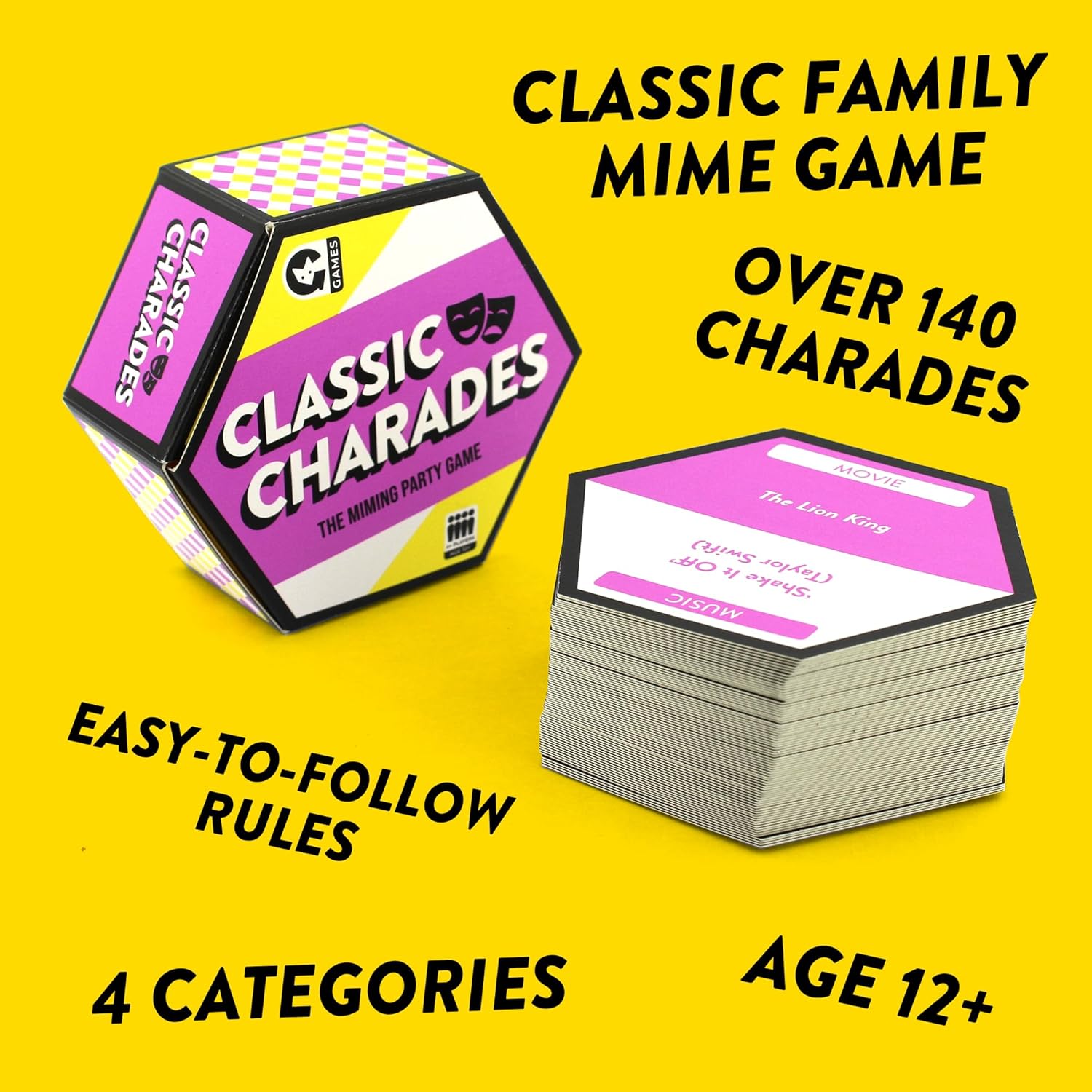 Ginger Fox Classic Charades Family Card Games | The Clue-Giving Travel Party Game | Great Way To Entertain The Kids This Summer | Playable Indoors And Outdoors | Hilarious Guess The Mime Fun | Age 12+